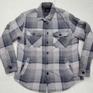 rails mens shirt medium Quilted Lining Shirt Jacket Plaid Grey Button Up